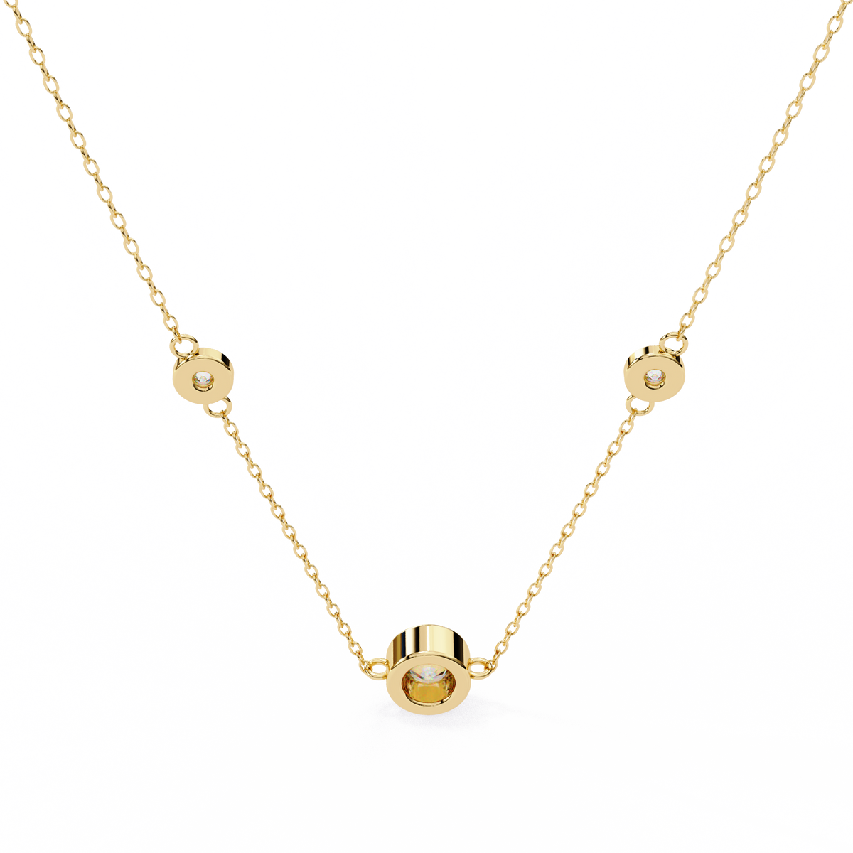 Reverra 14K Bezel Diamond Pendant Necklace, CTTW-0.07