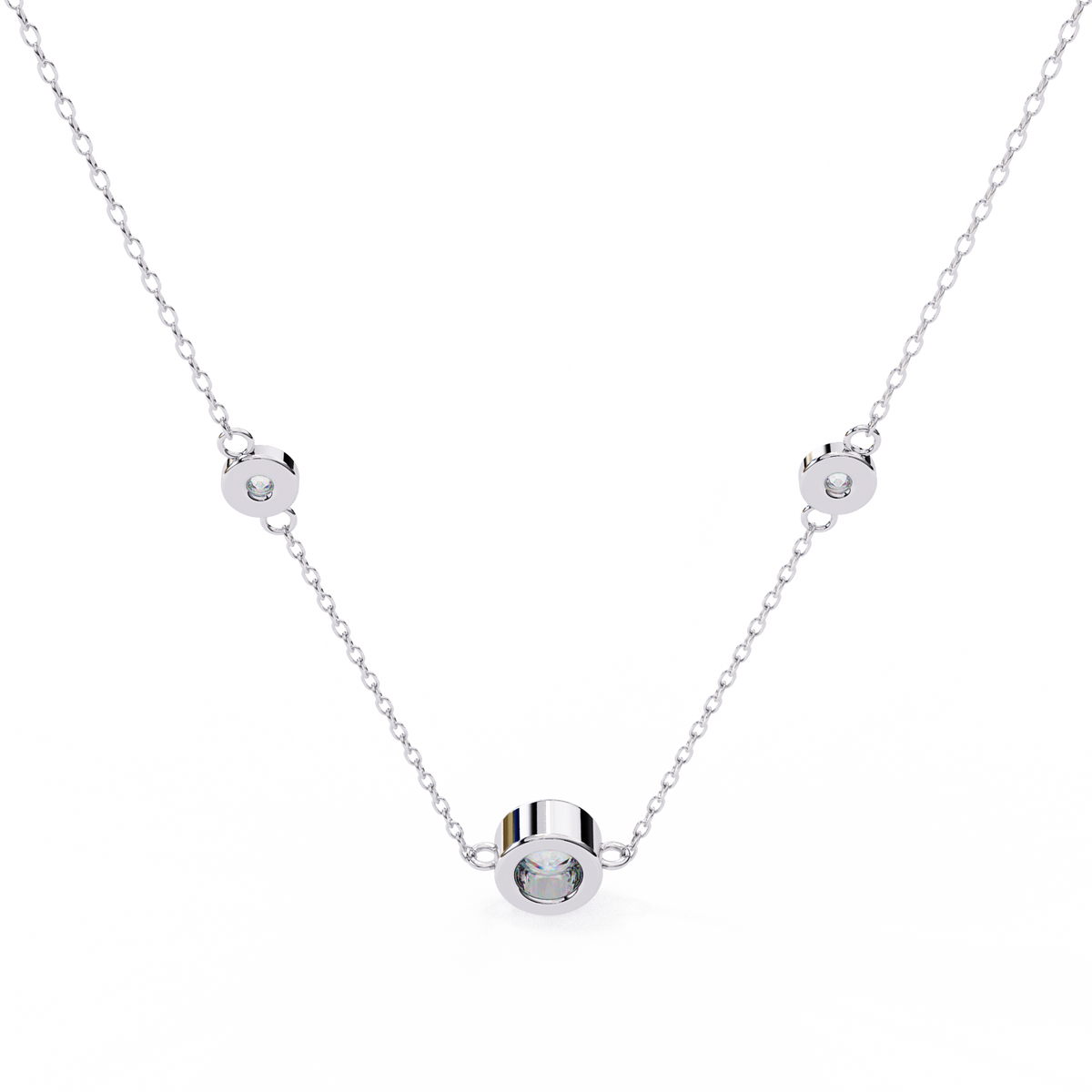 Reverra 14K Bezel Diamond Pendant Necklace, CTTW-0.07