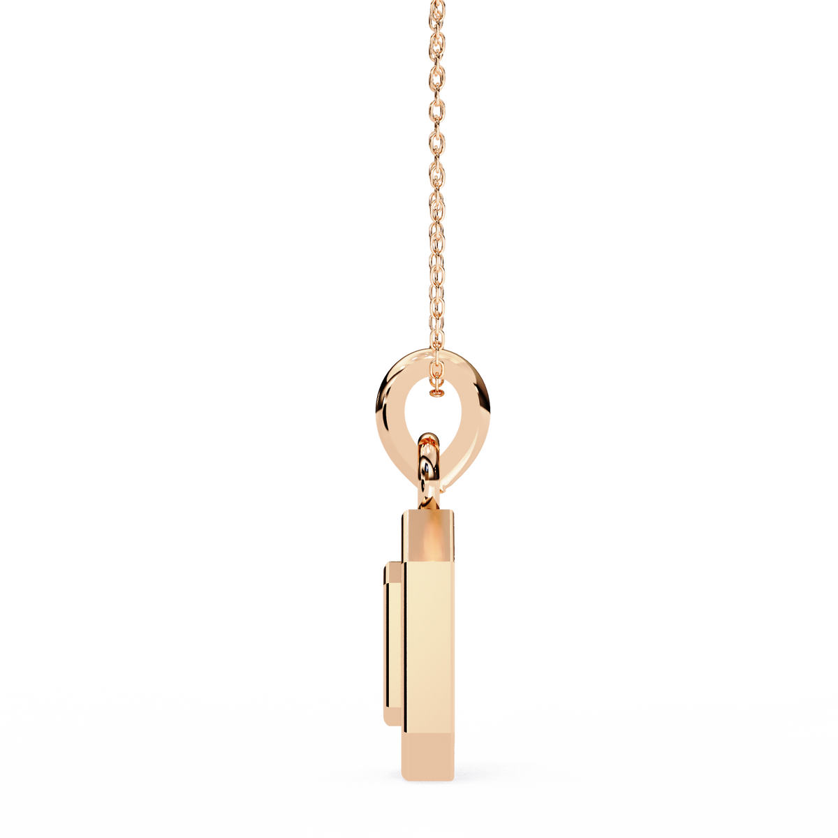 Reverra 14K Gold Round Lab Grown Diamond Emerald Frame Pendant For Women, CTTW-0.16