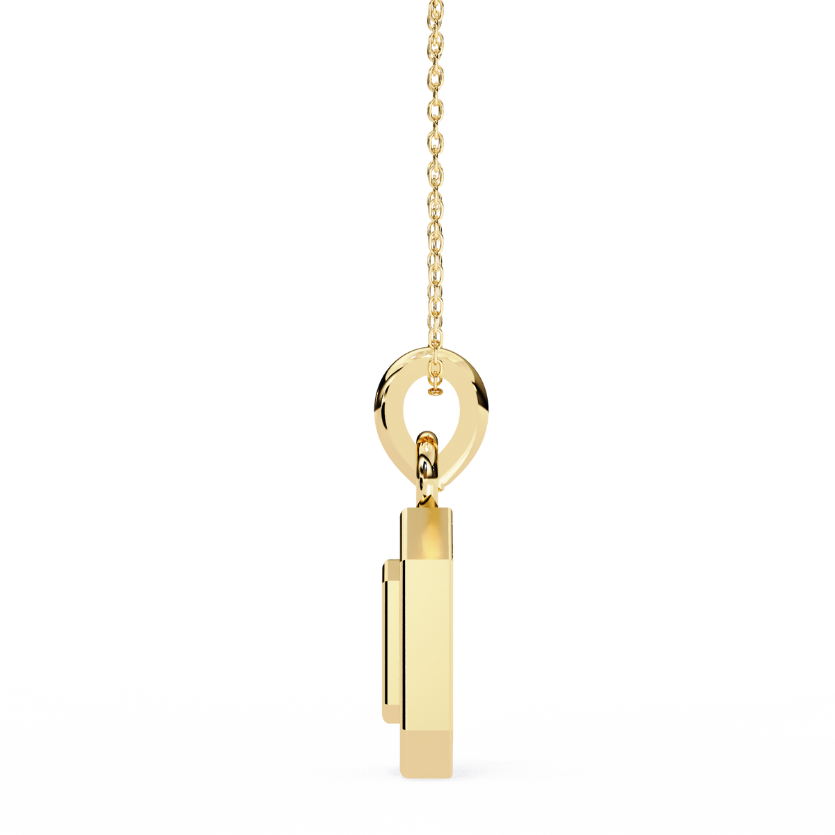 Reverra 14K Gold Round Lab Grown Diamond Emerald Frame Pendant For Women, CTTW-0.16