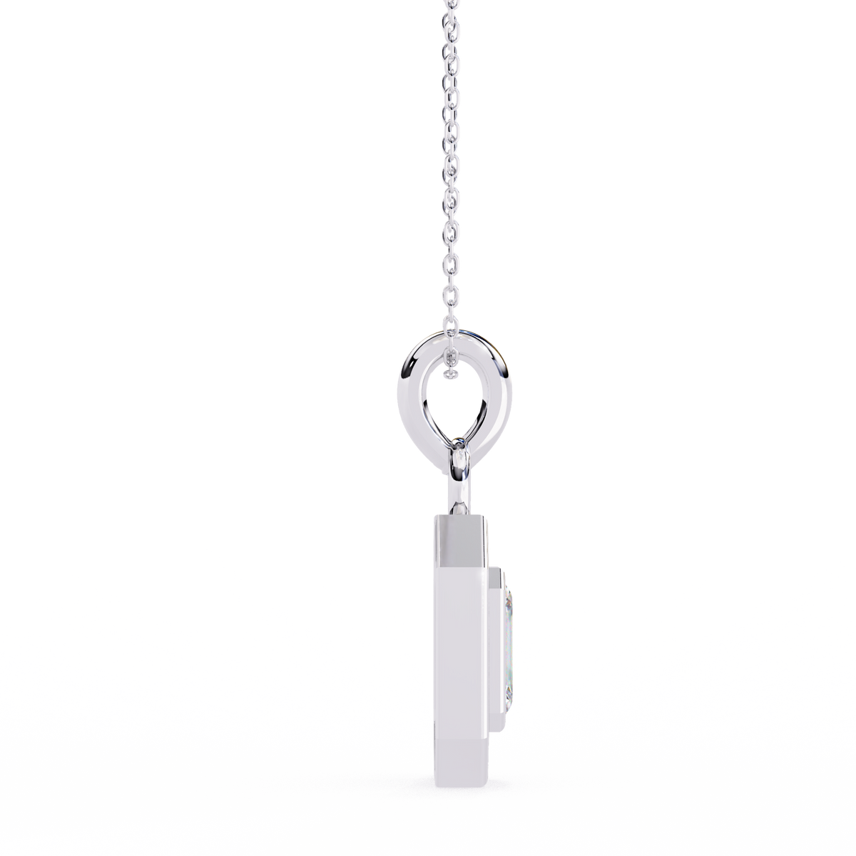 Reverra 14K Emerald Halo Diamond Pendant Necklace, CTTW-0.93