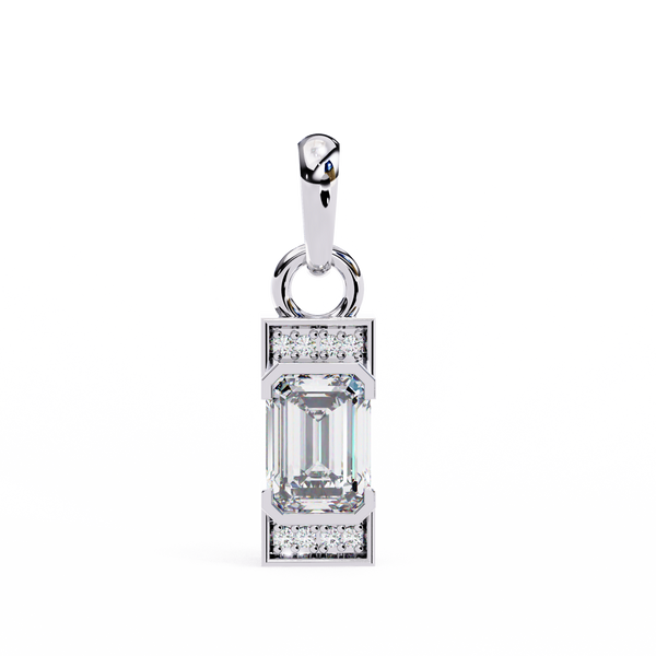 Reverra 14K Gold Emerald & Round Lab Grown Diamond Pendant For Women, CTTW-1.05