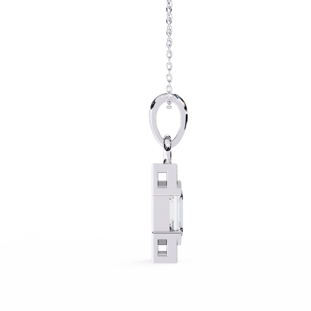 Reverra 14K Emerald Step Diamond Pendant Necklace, CTTW-1.05