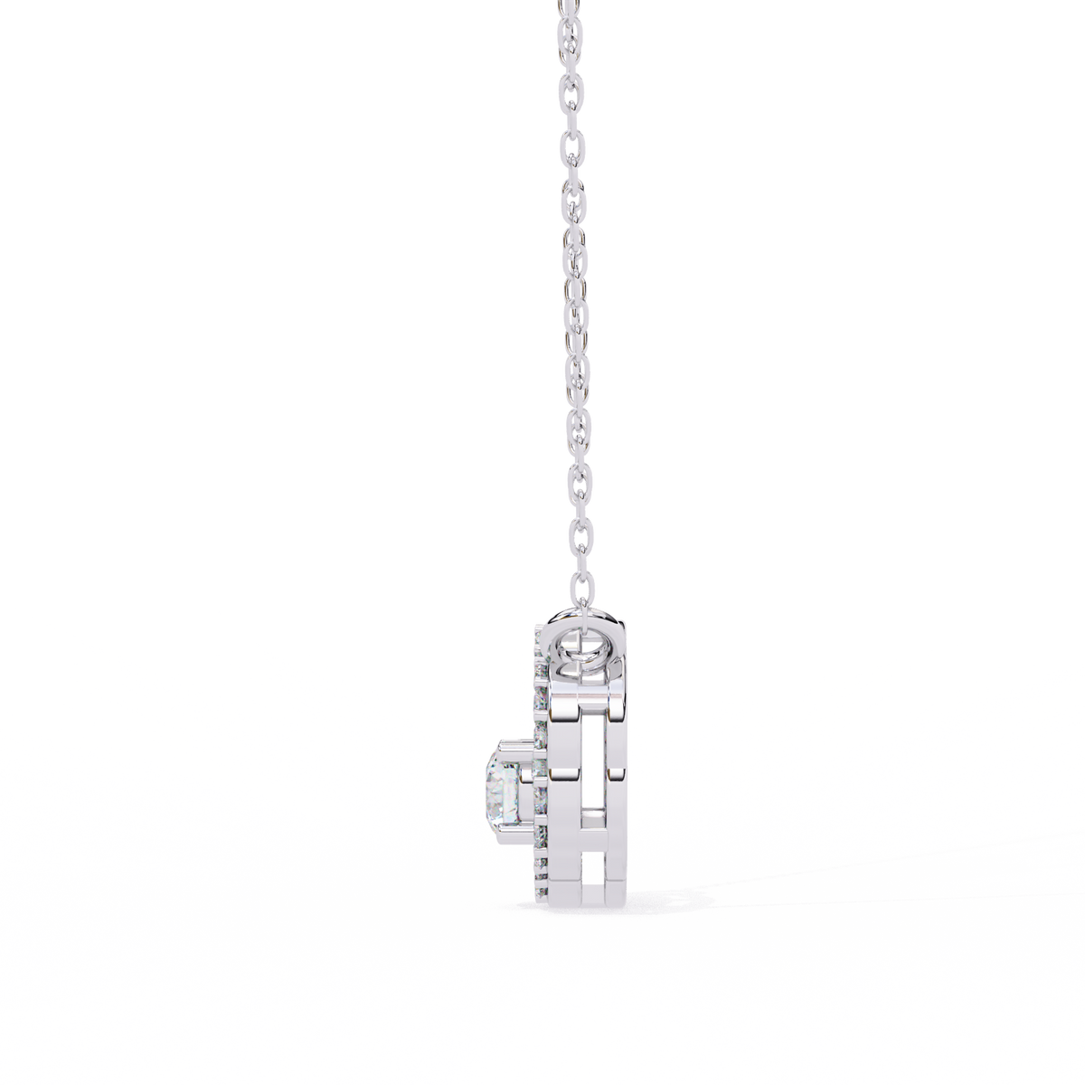 Reverra 14K Round Floral Halo Diamond Pendant, CTTW-0.31