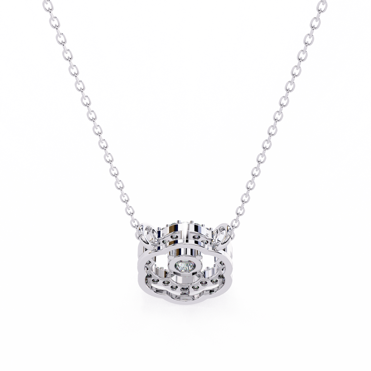 Reverra 14K Round Floral Halo Diamond Pendant, CTTW-0.31