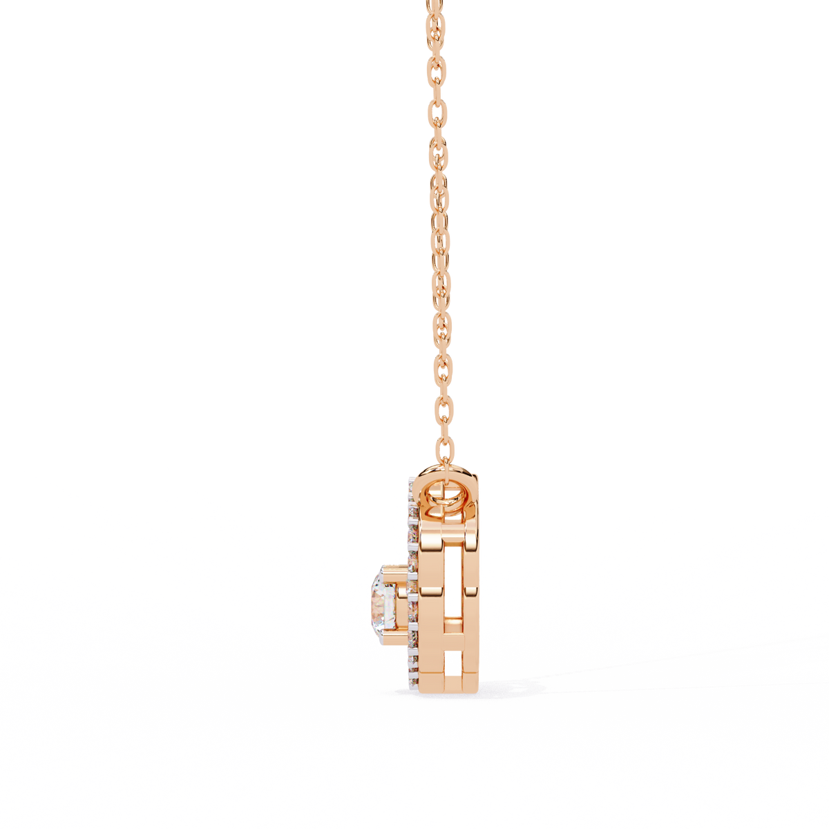 Reverra 14K Round Floral Halo Diamond Pendant, CTTW-0.31