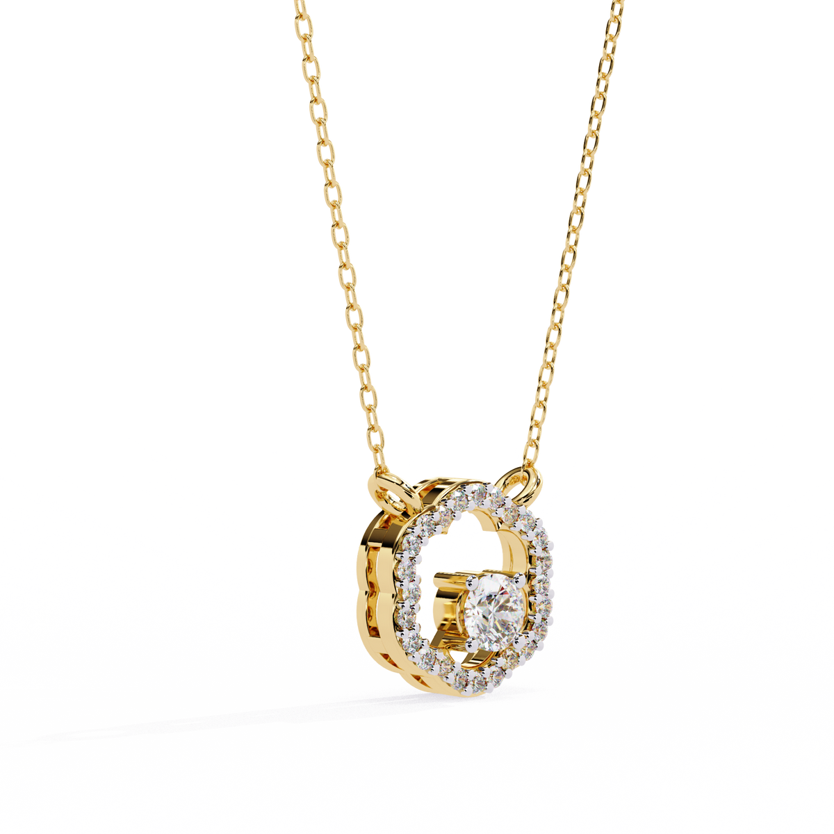 Reverra 14K Round Floral Halo Diamond Pendant, CTTW-0.31