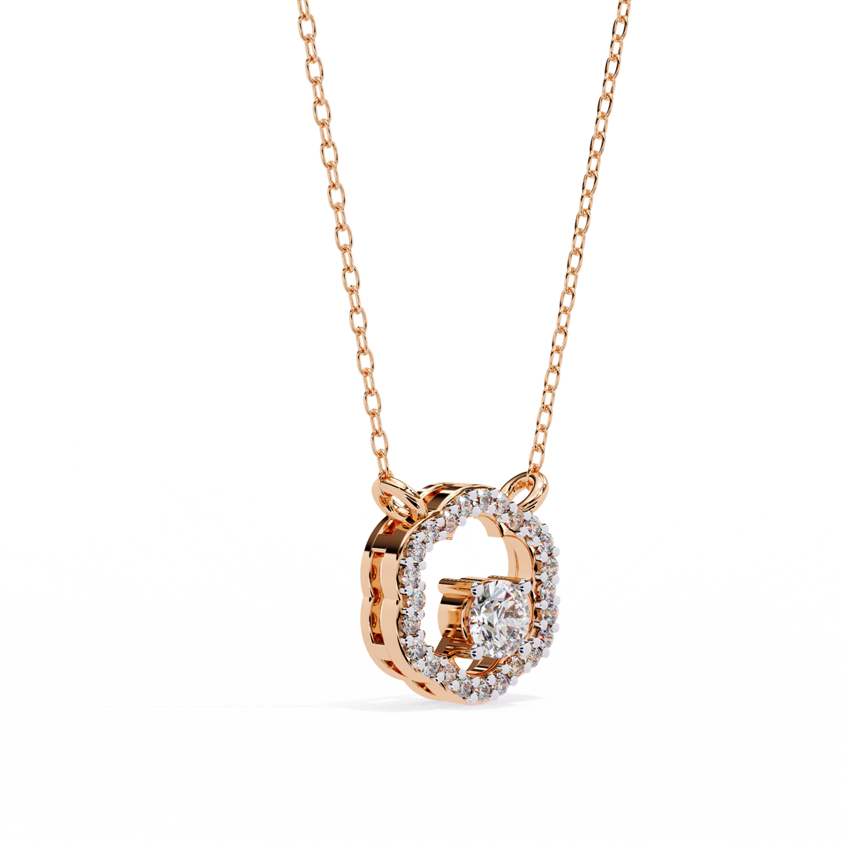 Reverra 14K Round Floral Halo Diamond Pendant, CTTW-0.31