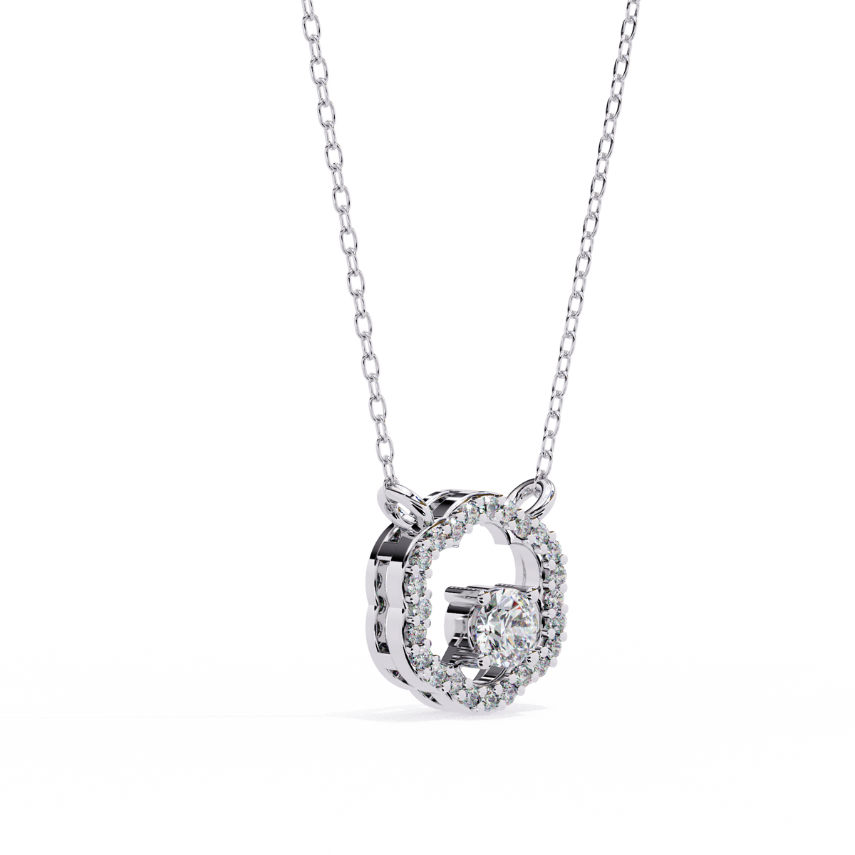 Reverra 14K Round Floral Halo Diamond Pendant, CTTW-0.31