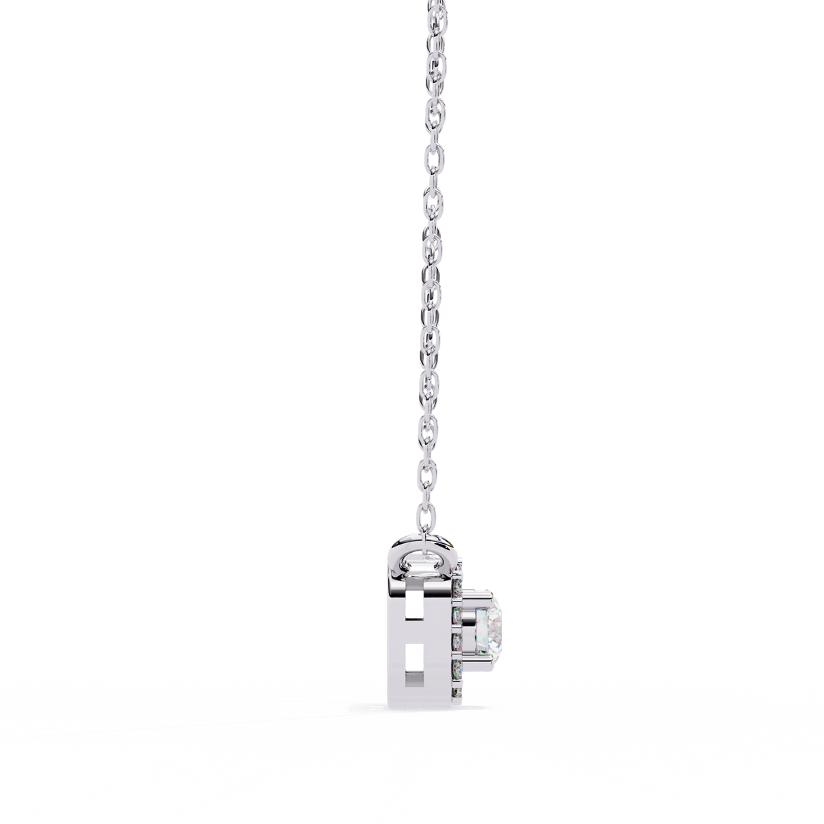 Reverra 14K Cushion Halo Diamond Pendant Necklace, CTTW-0.3