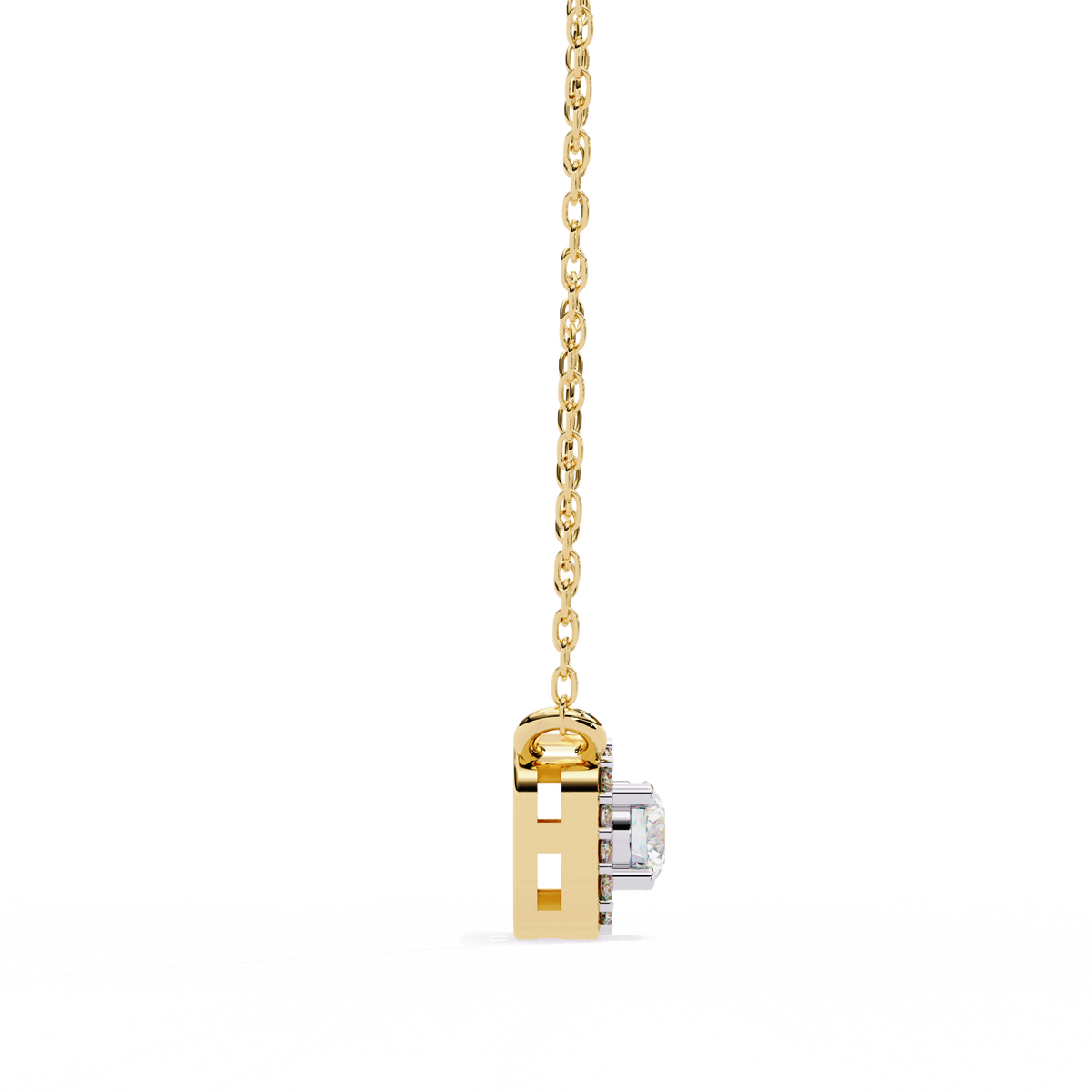 Reverra 14K Cushion Halo Diamond Pendant Necklace, CTTW-0.3