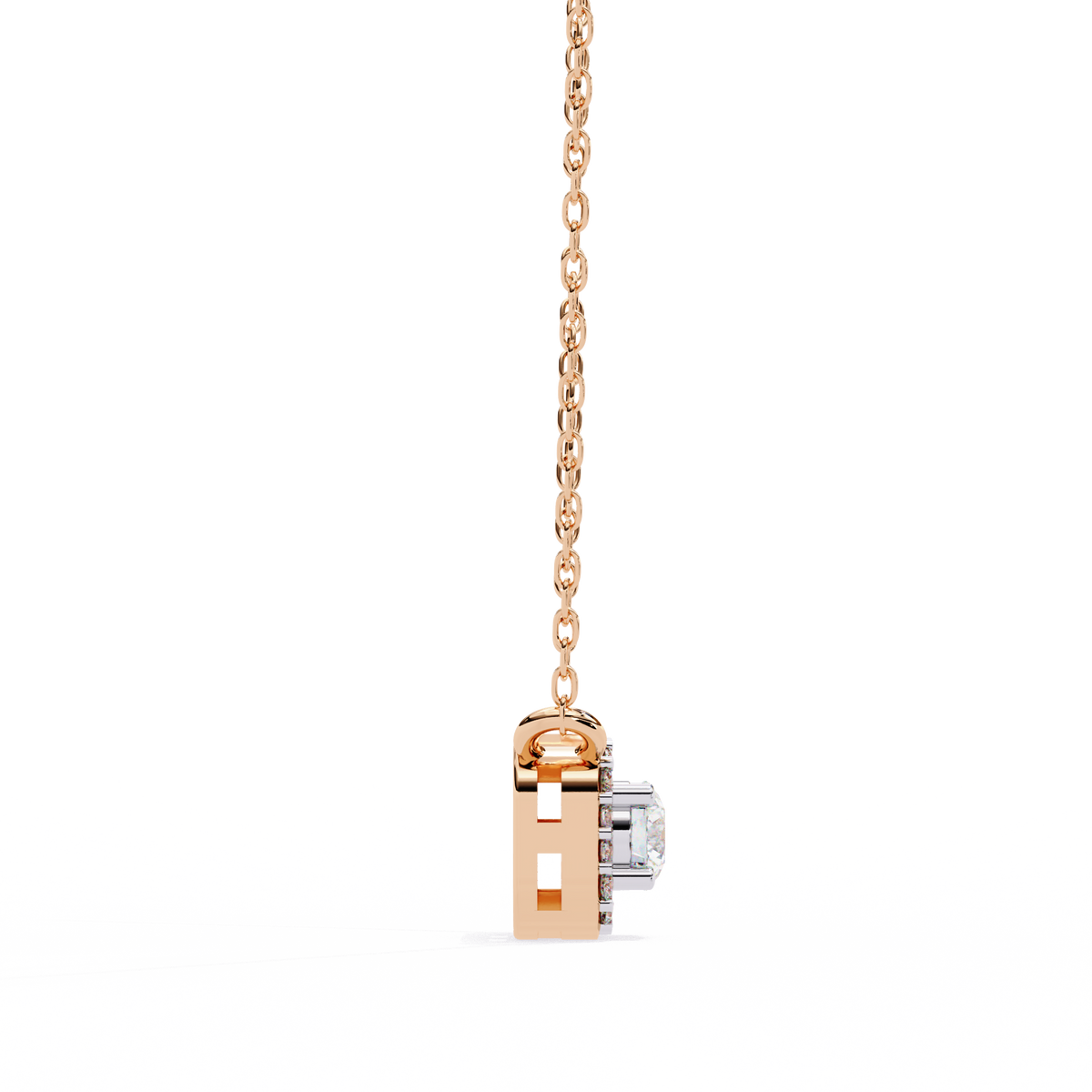 Reverra 14K Cushion Halo Diamond Pendant Necklace, CTTW-0.3