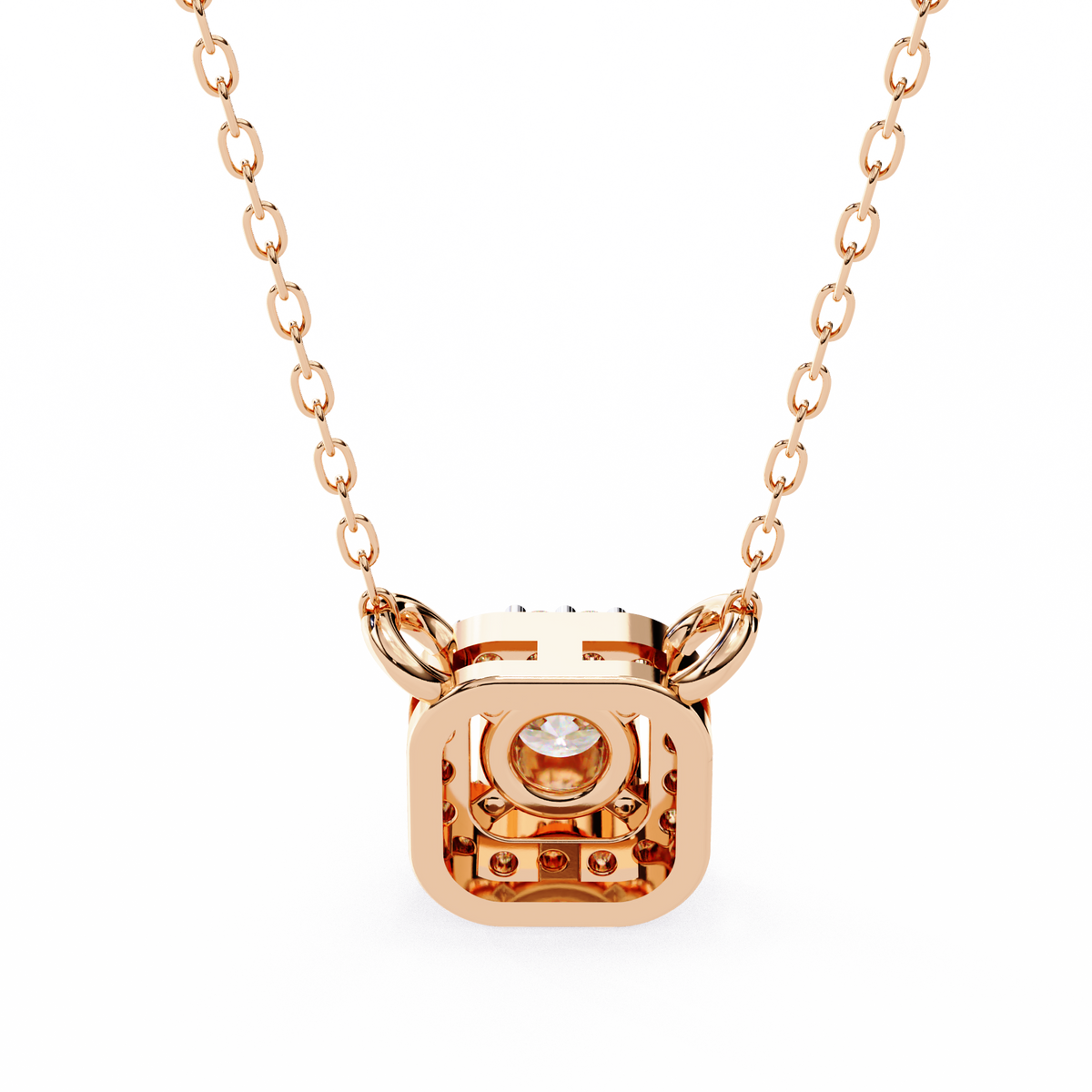 Reverra 14K Cushion Halo Diamond Pendant Necklace, CTTW-0.3