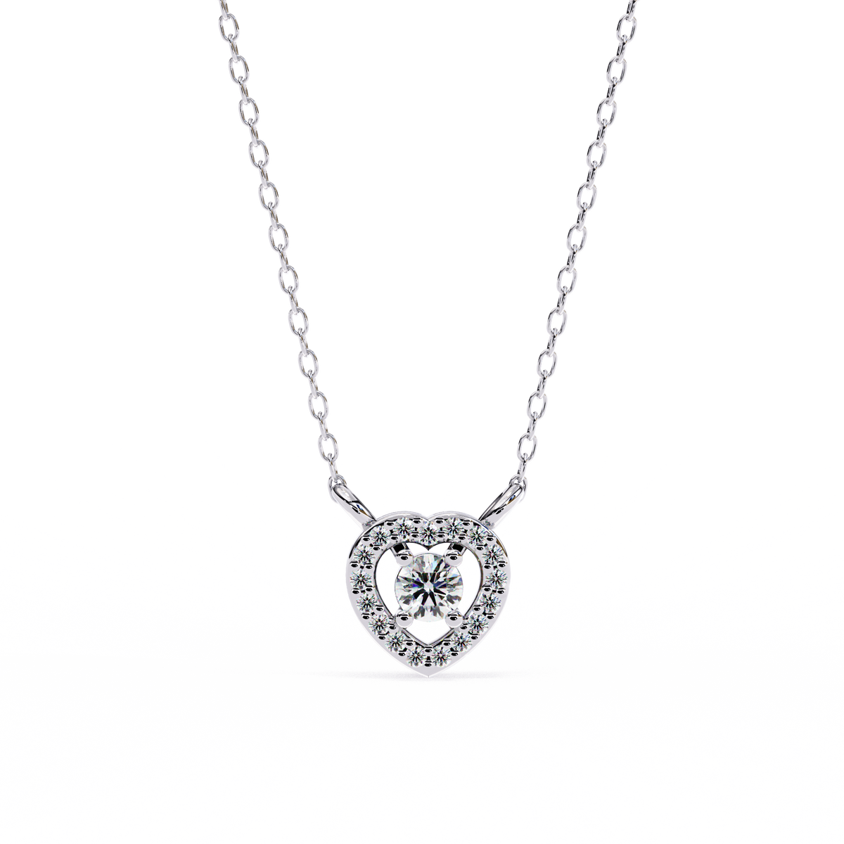 Reverra 14K Heart Halo Diamond Pendant Necklace, CTTW-0.17