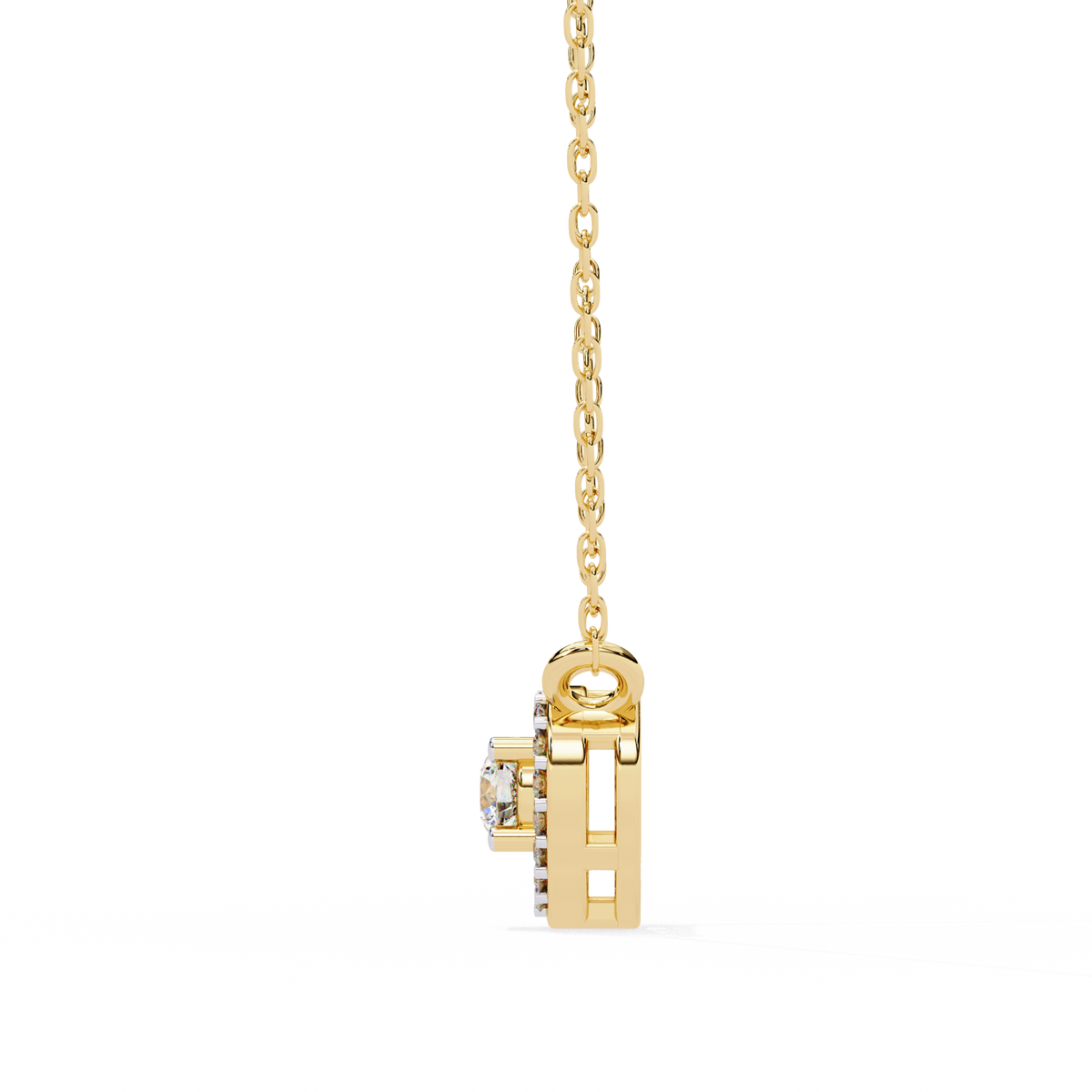 Reverra 14K Heart Halo Diamond Pendant Necklace, CTTW-0.17