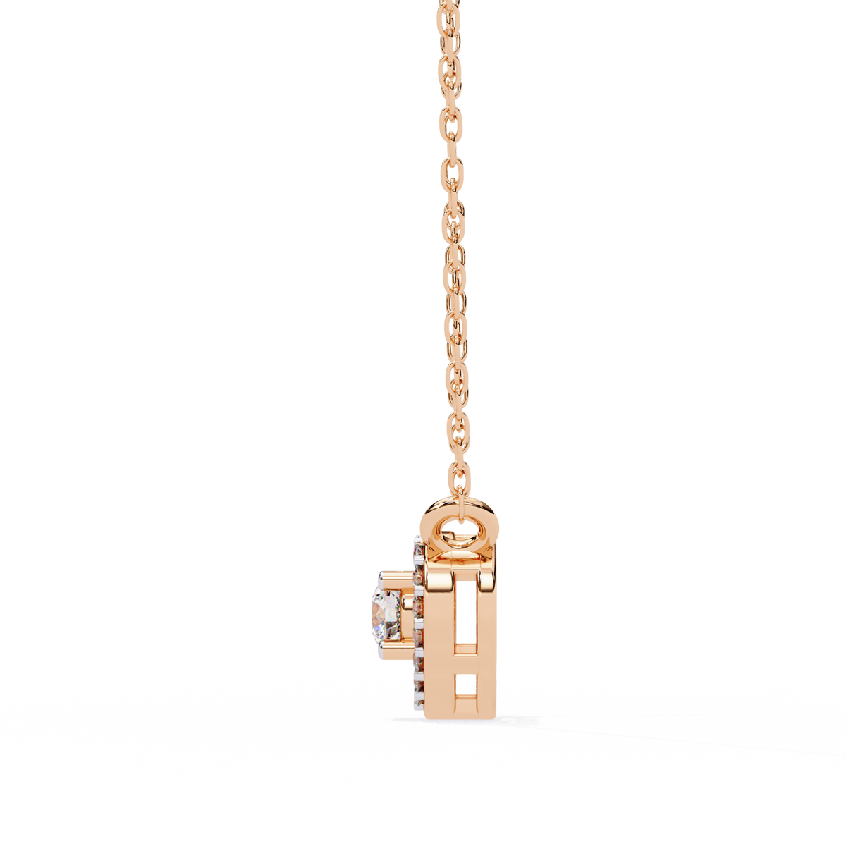 Reverra 14K Heart Halo Diamond Pendant Necklace, CTTW-0.17