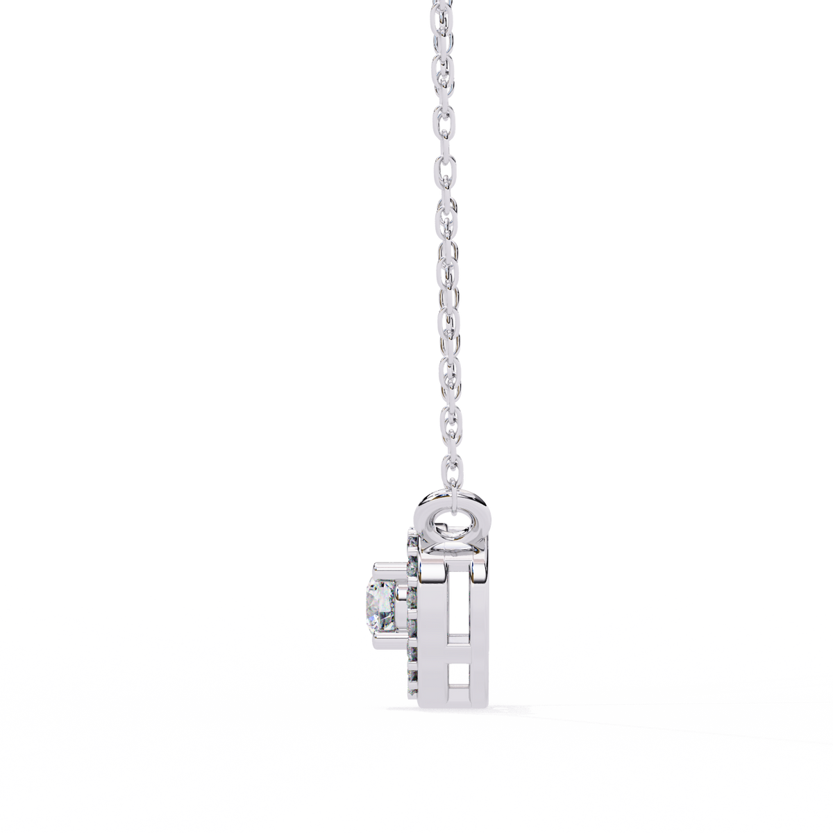 Reverra 14K Heart Halo Diamond Pendant Necklace, CTTW-0.17