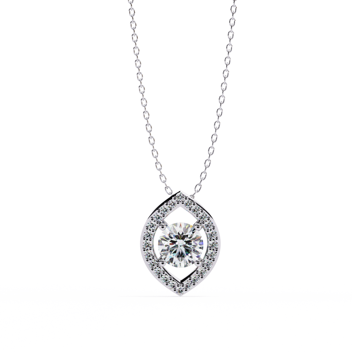 Reverra 14K Marquise Halo Diamond Pendant Necklace, CTTW-0.56