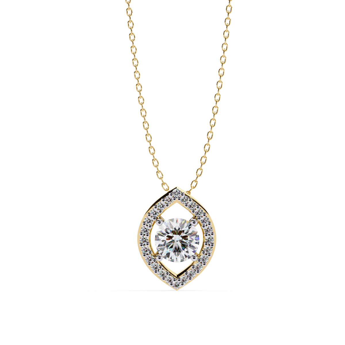 Reverra 14K Marquise Halo Diamond Pendant Necklace, CTTW-0.56