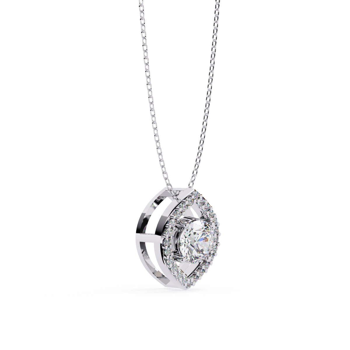 Reverra 14K Marquise Halo Diamond Pendant Necklace, CTTW-0.56