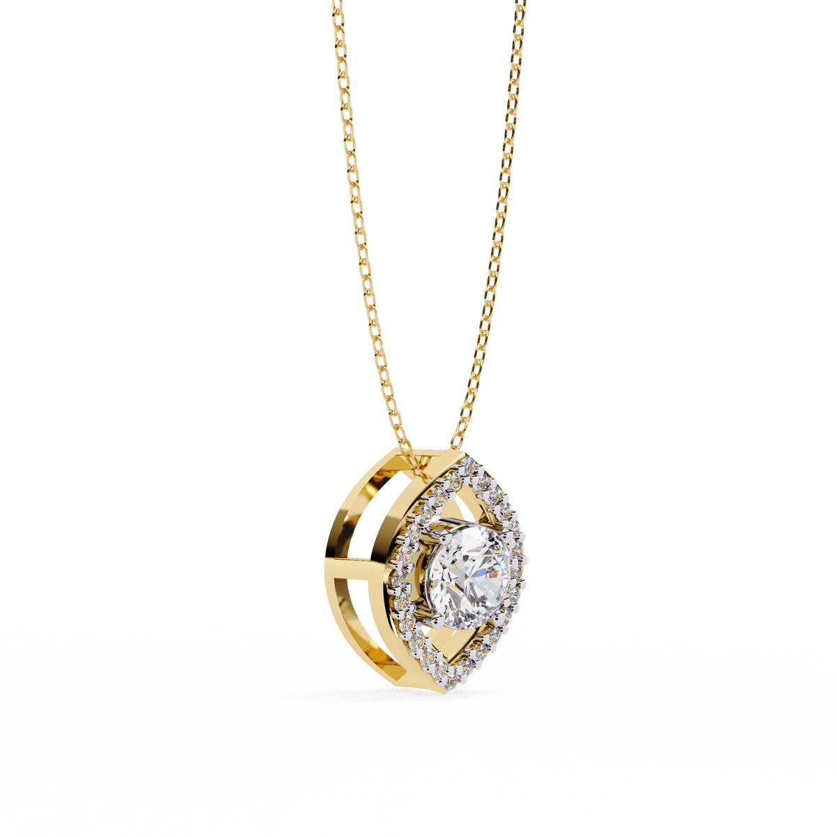 Reverra 14K Marquise Halo Diamond Pendant Necklace, CTTW-0.56