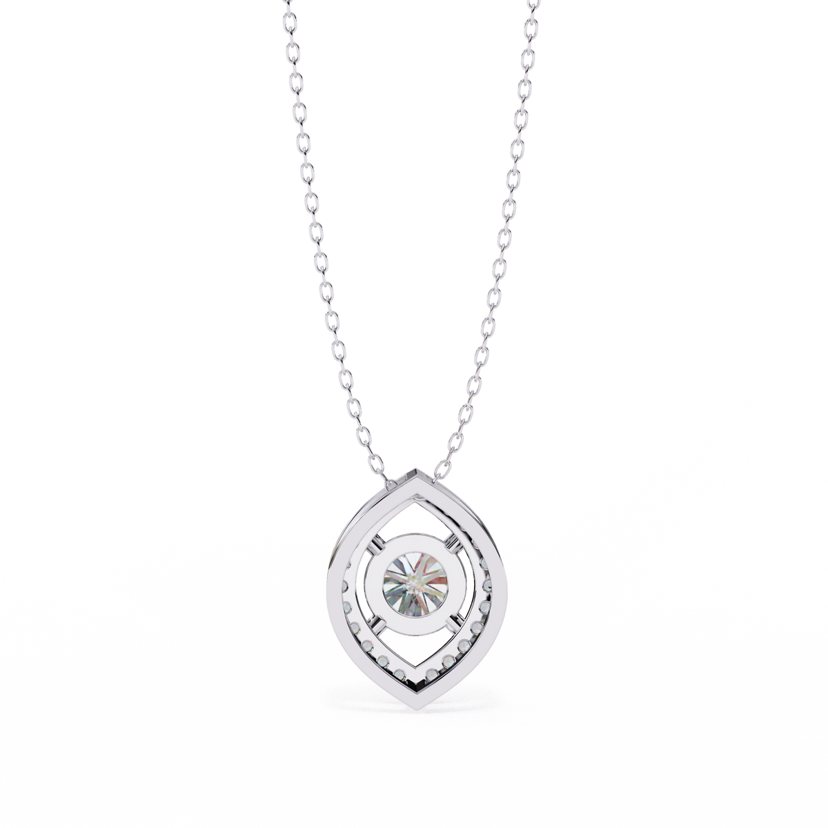 Reverra 14K Marquise Halo Diamond Pendant Necklace, CTTW-0.56