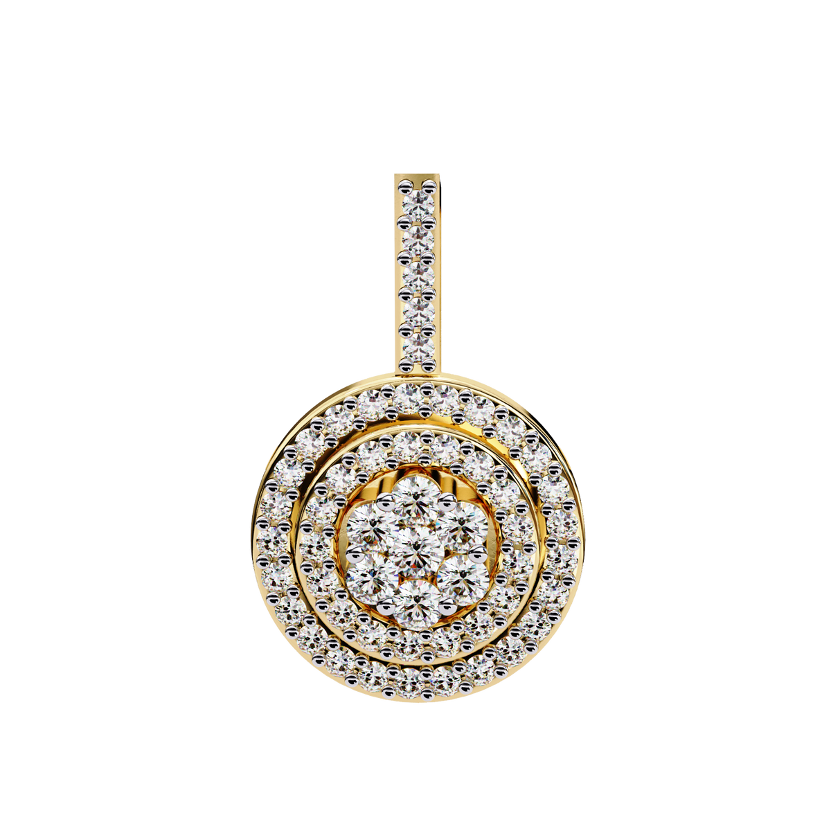Reverra 14K Double Halo Round Diamond Pendant Necklace, CTTW-0.26