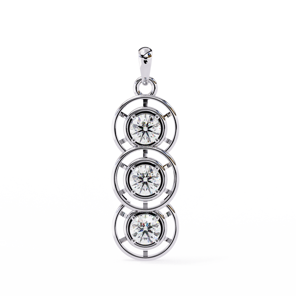 Reverra 14K Gold Round Lab Grown Diamond Triple Drop Pendant For Women, CTTW-1.24