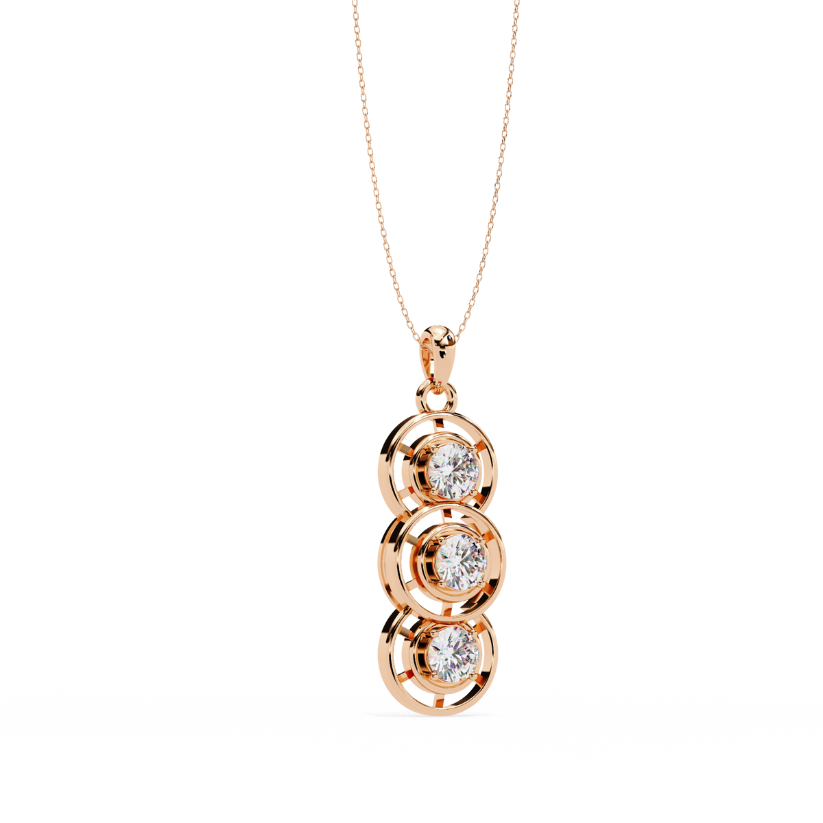 Reverra 14K Triple Diamond Drop Pendant Necklace, CTTW-1.24