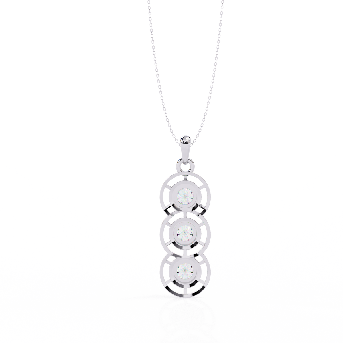 Reverra 14K Triple Diamond Drop Pendant Necklace, CTTW-1.24