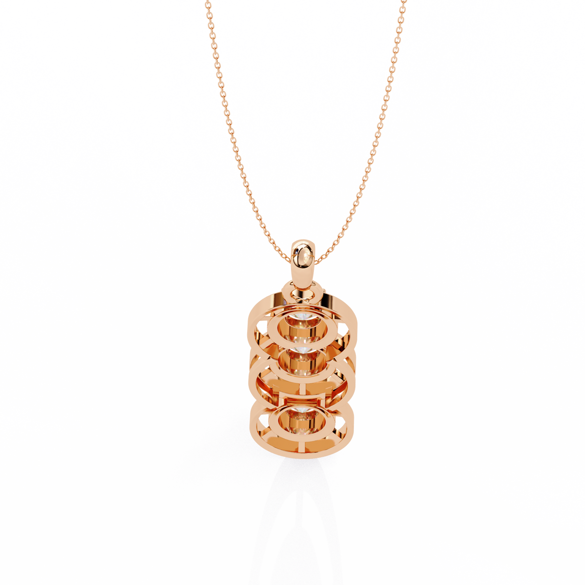 Reverra 14K Triple Diamond Drop Pendant Necklace, CTTW-1.24