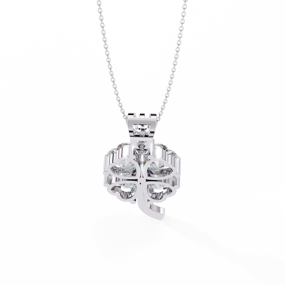 Reverra 14K Four-Leaf Clover Diamond Pendant Necklace, CTTW-0.61