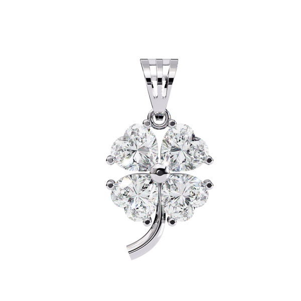 Reverra 14K Gold Heart Lab Grown Diamond Four-Leaf Clover Pendant For Women, CTTW-0.61