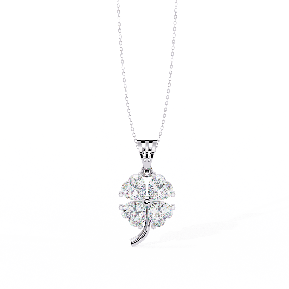 Reverra 14K Four-Leaf Clover Diamond Pendant Necklace, CTTW-0.61
