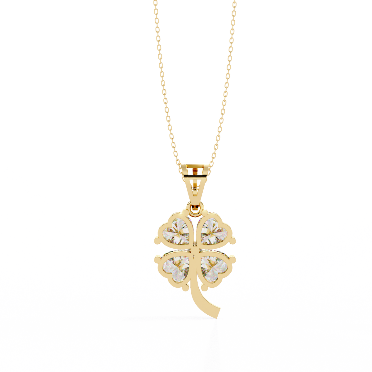 Reverra 14K Four-Leaf Clover Diamond Pendant Necklace, CTTW-0.61