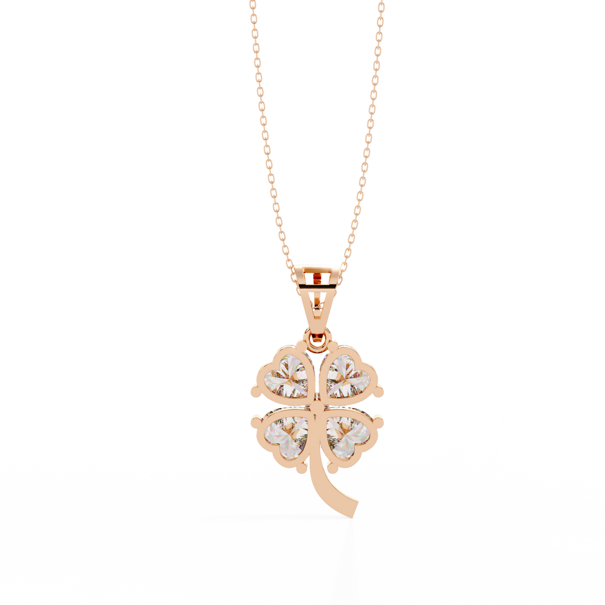 Reverra 14K Four-Leaf Clover Diamond Pendant Necklace, CTTW-0.61