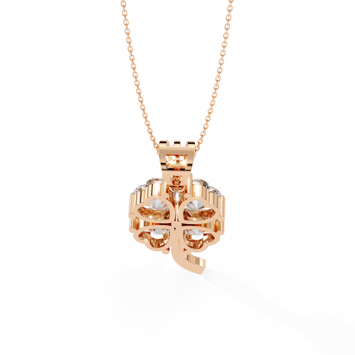 Reverra 14K Four-Leaf Clover Diamond Pendant Necklace, CTTW-0.61