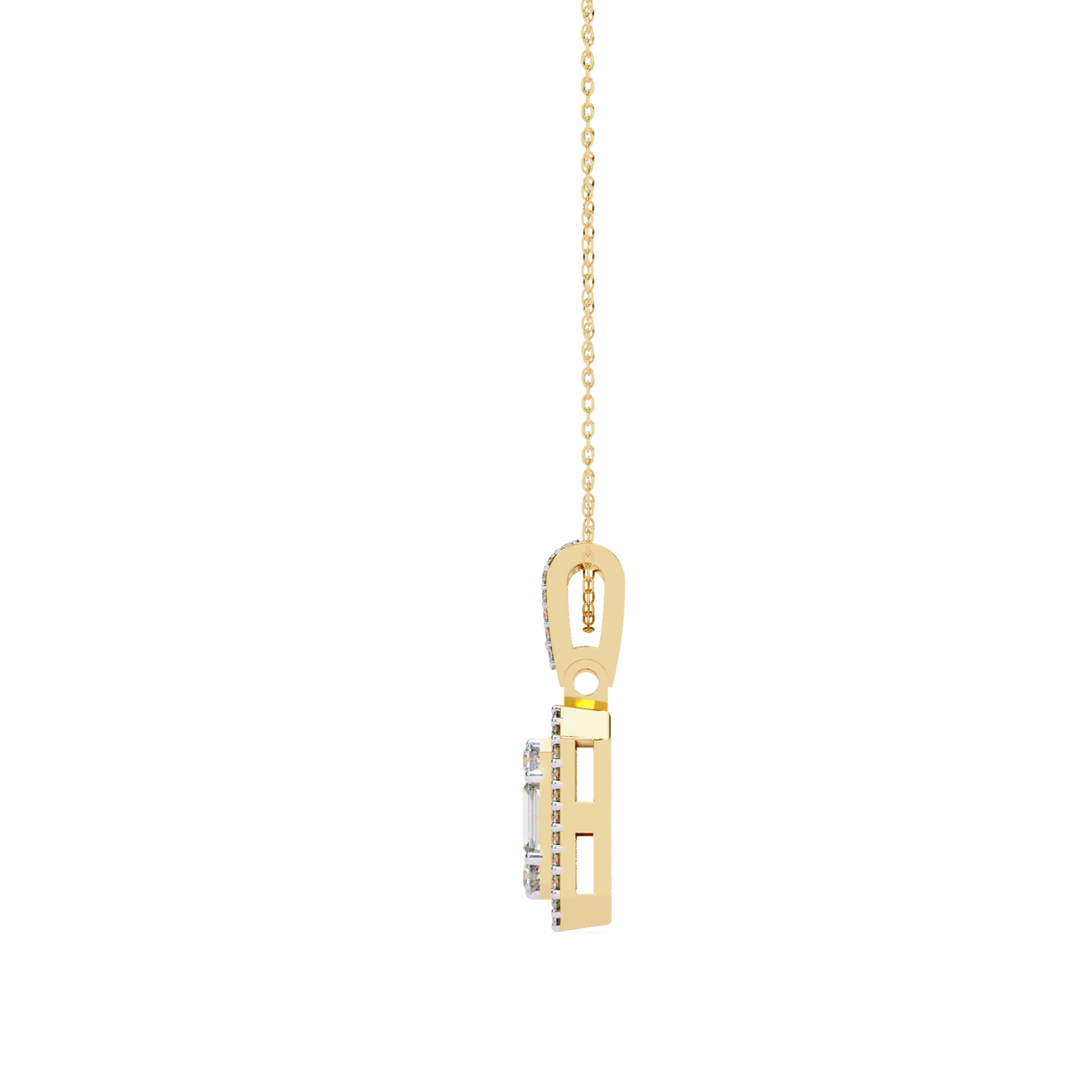 Reverra 14K Baguette Cluster Diamond Pendant Necklace, CTTW-0.72