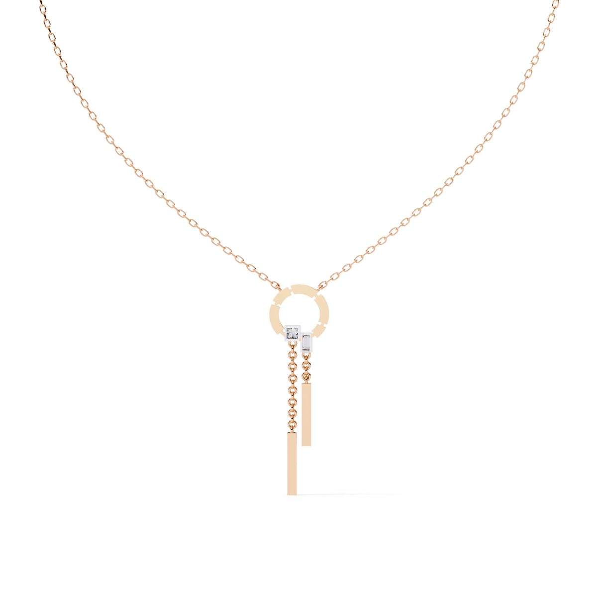 Reverra 14K Geometric Diamond Dangle Pendant Necklace, CTTW-0.38