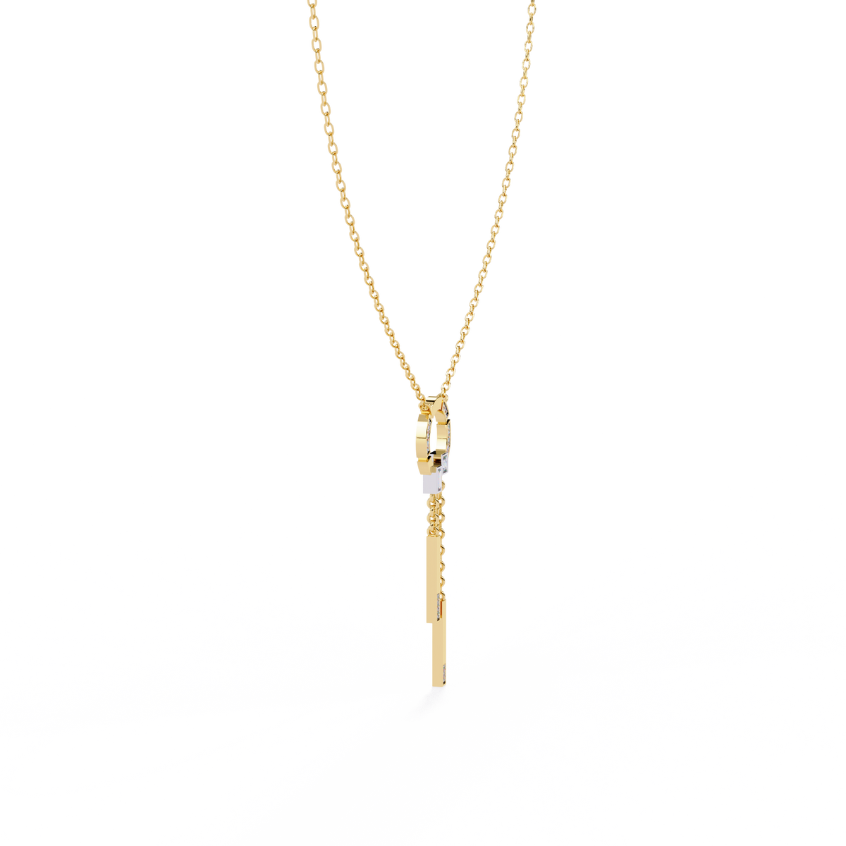 Reverra 14K Geometric Diamond Dangle Pendant Necklace, CTTW-0.38