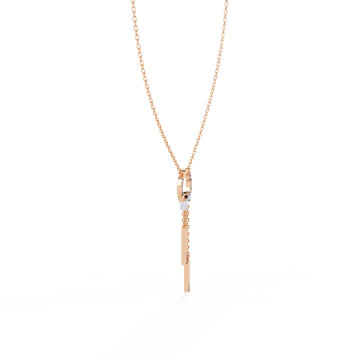 Reverra 14K Geometric Diamond Dangle Pendant Necklace, CTTW-0.38