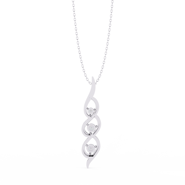 Reverra 14K Gold Round Lab Grown Diamond Spiral Three-Stone Pendant For Women, CTTW-0.2