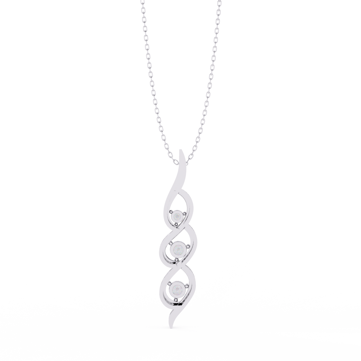 Reverra 14K Spiral Three-Stone Diamond Pendant Necklace, CTTW-0.2