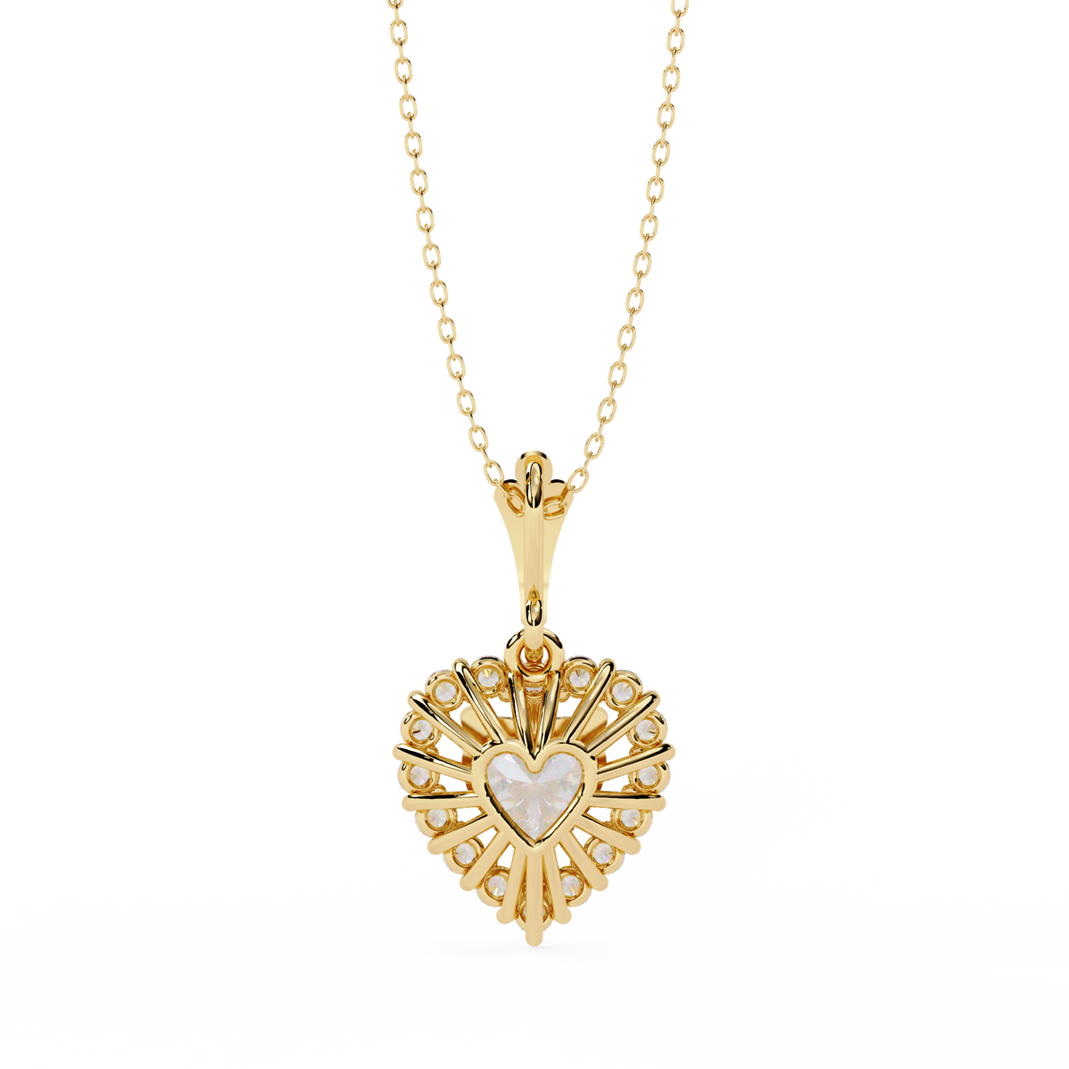 Reverra 14K Heart Halo Diamond Pendant Necklace, CTTW-0.92