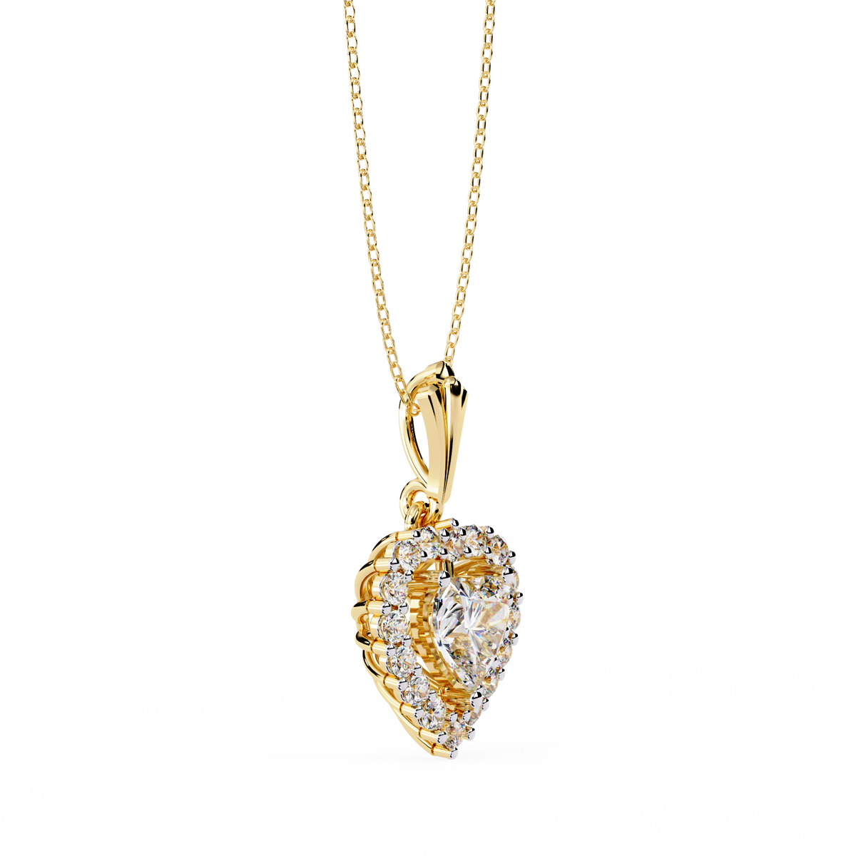 Reverra 14K Heart Halo Diamond Pendant Necklace, CTTW-0.92
