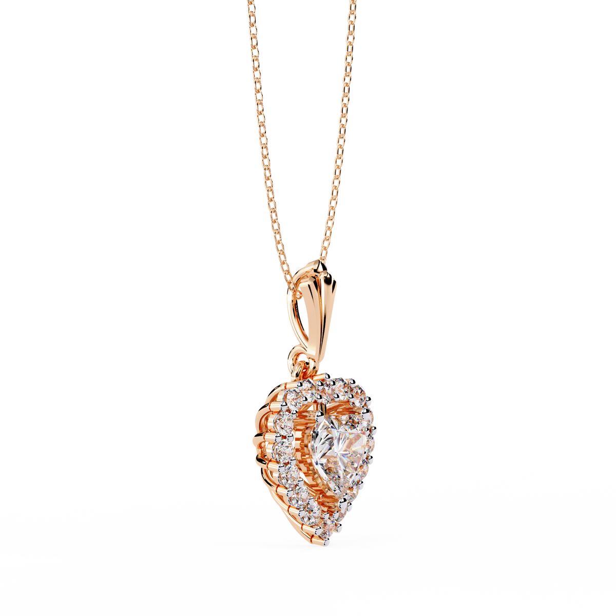 Reverra 14K Heart Halo Diamond Pendant Necklace, CTTW-0.92
