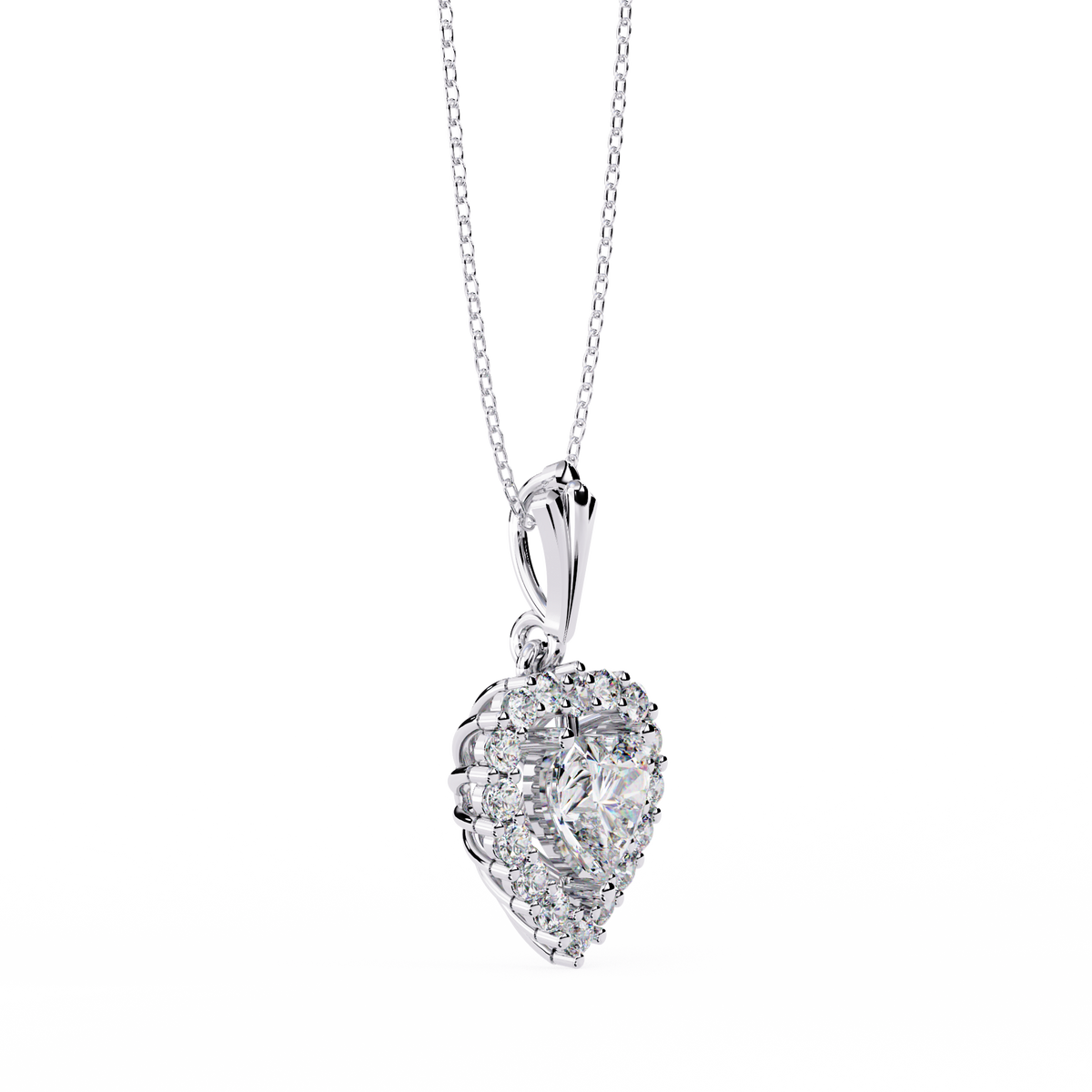 Reverra 14K Heart Halo Diamond Pendant Necklace, CTTW-0.92