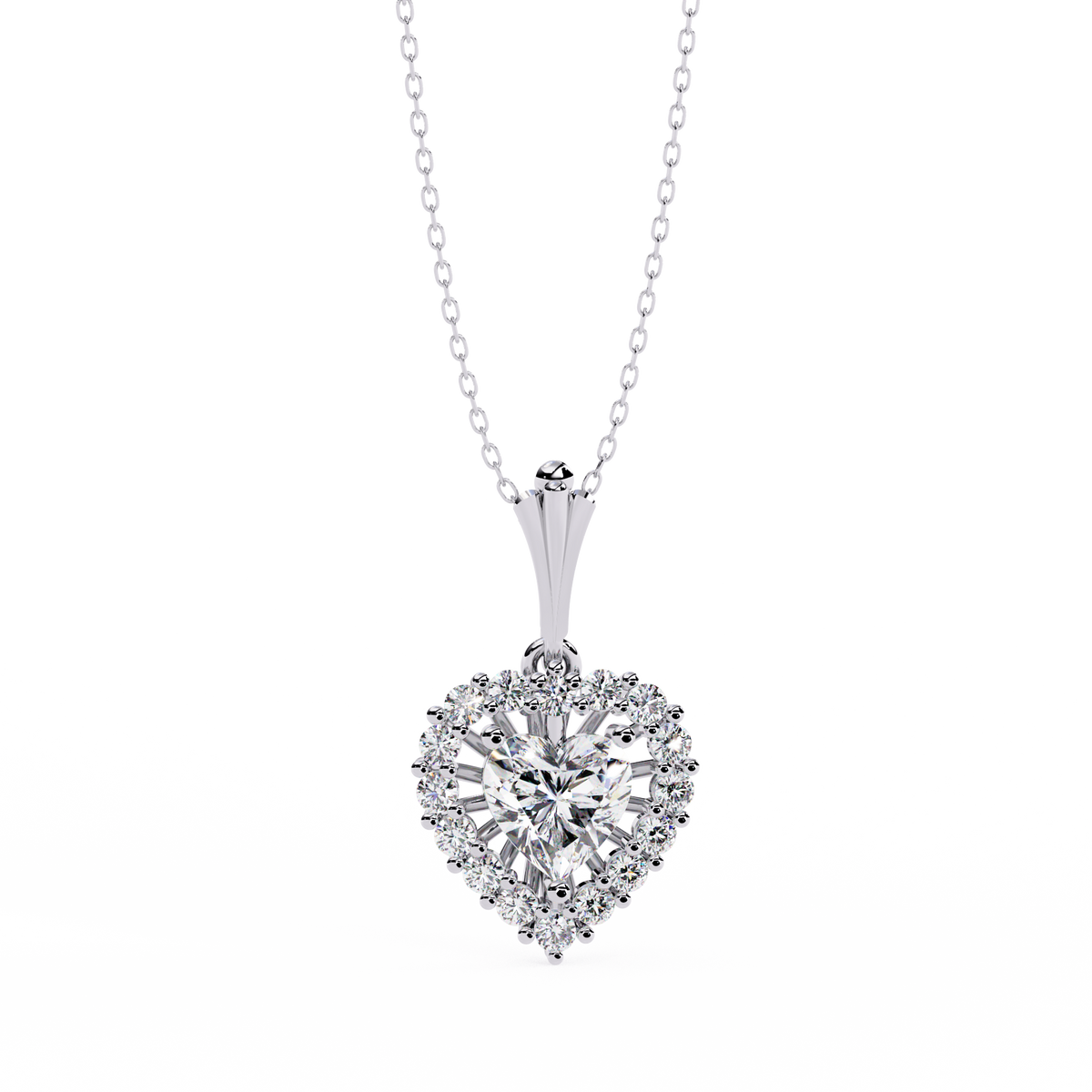 Reverra 14K Heart Halo Diamond Pendant Necklace, CTTW-0.92