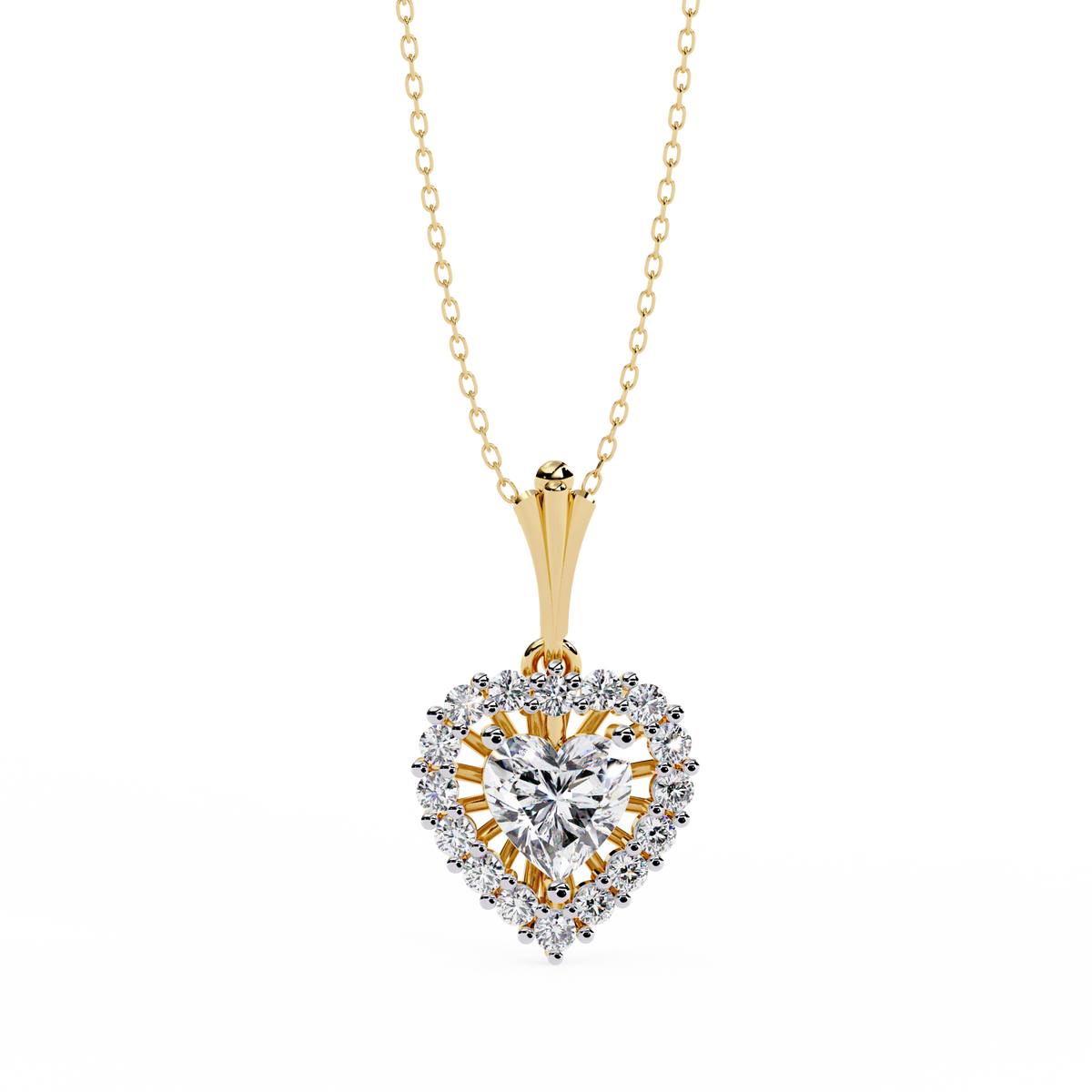 Reverra 14K Heart Halo Diamond Pendant Necklace, CTTW-0.92