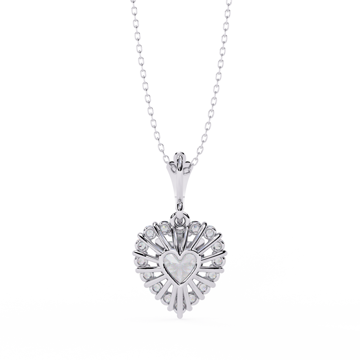 Reverra 14K Heart Halo Diamond Pendant Necklace, CTTW-0.92
